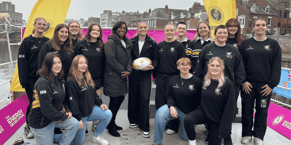 Former professional rugby players joined the University of York's women's rugby club to welcome the World Cup to York